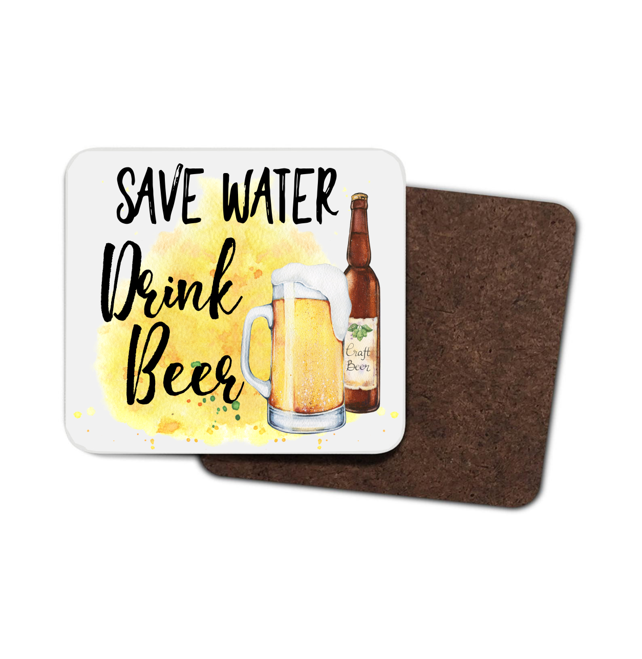 Save Water Drink Beer Hardboard Coaster